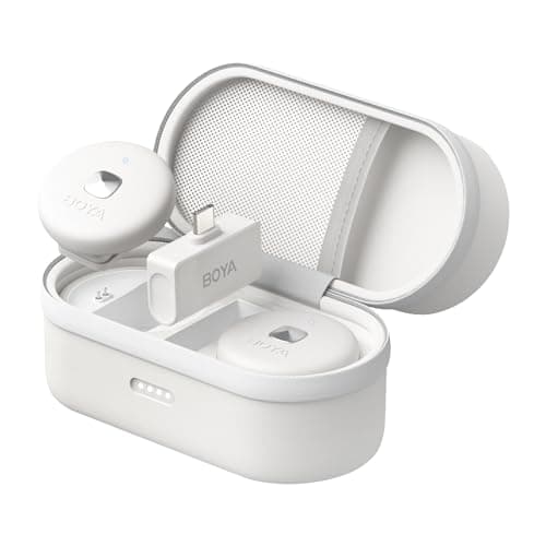 Image of BOYA Omic-U-W Wireless Lavalier Microphone for Android/IPhone 15/USB Type-C Clip Mini Mic, Wireless Microphone with mute and noise reduction functions for Video Recording YouTube Live Streaming White