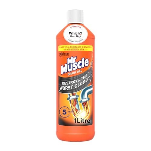 Image of Mr Muscle Drain Unblocker Liquid (1L), Sink & Drain Cleaner, Strong & Fast Acting Heavy Duty Power Gel, Dissolves Clogs (Packaging May Vary)