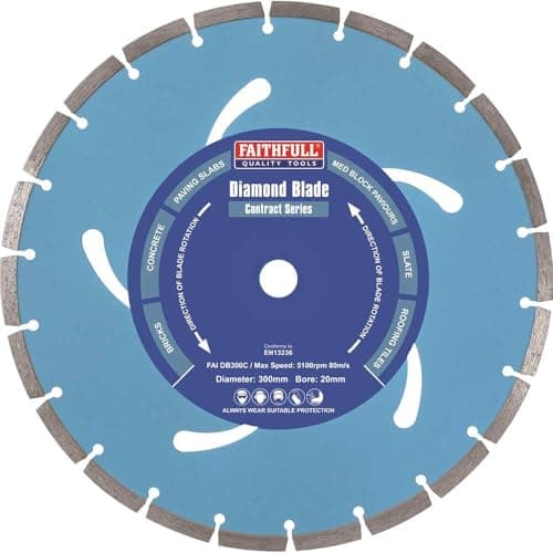 Image of Faithfull FAIDB230C Paving Slab, Concrete, Brick and Roofing Tiles, General Purpose Diamond Cutting Blade 230mm (9 Inch)