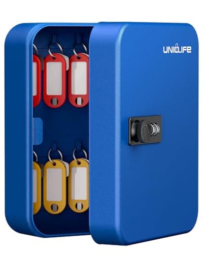 Image of Uniclife Blue 20 Position Key Cabinet with Combination Lock, Resettable Digital Security Storage Box Steel Key Organizer with Colorful Keytags Labels Stickers and Hooks