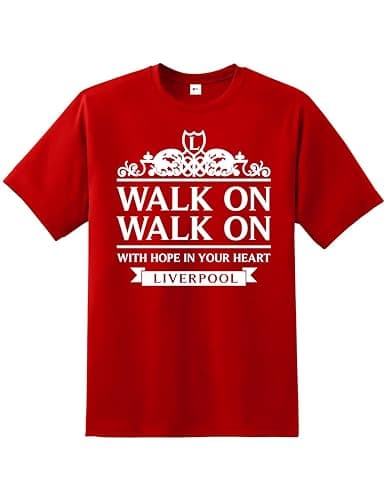 Image of Liverpool Champions T-Shirt Walk On Adult – Premier League Winners Celebration Tee for Scousers | Quality Printed Unisex Fan for Him | Football Shirt Match Day Supporters Apparel Red