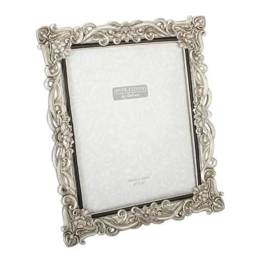 Image of Floral Antique Silver Photo Frame 8 x 10