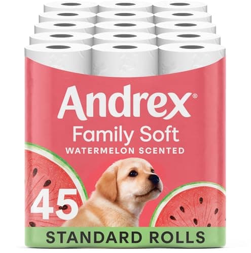 Image of Andrex Watermelon Wow Fresh Fragrance Toilet Rolls - 45 Toilet Roll - Bulk Buy - Watermelon Scented for a Fresh and Confident Clean