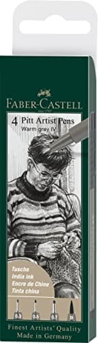 Image of Faber-Castell Art & Graphic Pitt Artist Pen India Ink Pen, B, Wallet of 4, Art, Craft, Drawing, Sketching, Home, School, University, Colouring
