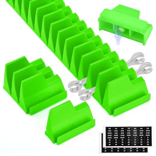 Image of ZESHGON Wrench Organizer for 48 Wrenches, Spanner Organiser Improving Efficiency Magnetic Spanner Holder, Modular Wrench Rack Tool Organizer for Tool Box Drawer Storage(Green)