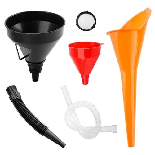 Image of 3Pcs Flexible Plastic Funnel Set,Wide Mouth Fuel Funnels,Flexible Right Angle Funnels with Detachable Spout and Filter,Long Mouth Funnel for Car, Motorcycle & Kitchen Gasoline Petrol Engine