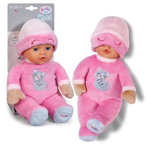Image of BABY born for babies Sleepy Pink - soft 30 cm Doll - With pink body & integrated rattle - Soft doll incl. fixed hat - Suitable for Newborns