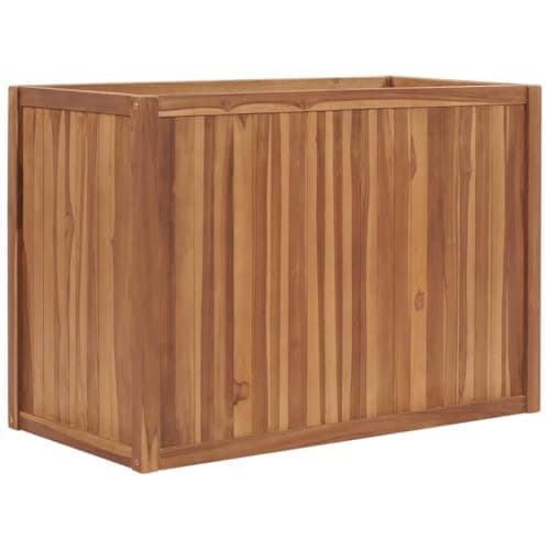 Image of vidaXL Raised Bed Planter - 100x50x70 cm - Fine Sanded Solid Teak Wood - Unique Wood Grain Design - Weather - Easy Assembly - Fits Indoor and Outdoor