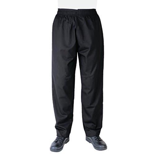 Image of Whites Vegas Unisex Chef Trousers with Elasticated Waistband, Size: XL / 42 - 44 inch, Black, Polycotton, Professional Appearance, Suitable for Commercial Laundering, A582-XL