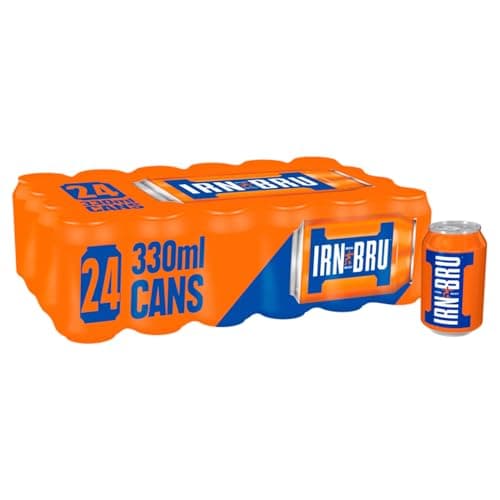 Image of IRN-BRU Regular, 24 Pack Iconic Flavoured Fizzy Drinks Multipack Cans - 24 x 330ml Cans