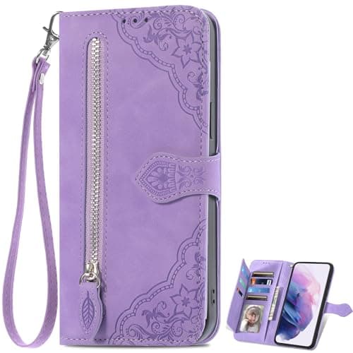 Image of EasyShow Mobile Phone Case for HMD Skyline Wallet Case, HMD Skyline Wallet Magnetic Closure and Flip Stand Case, Embossed Pattern Cover for HMD Skyline-Purple