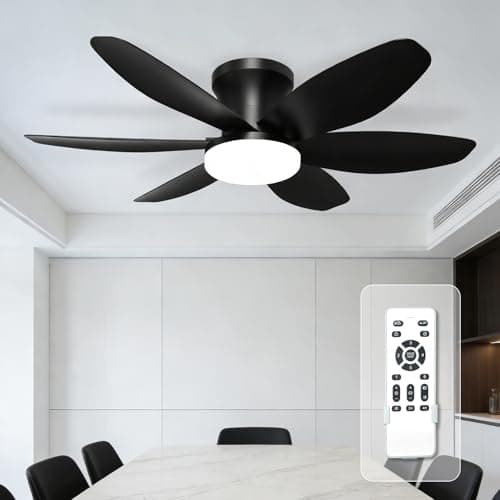 Image of JAOGAUS Modern Ceiling Fan with Light, 35" Smart Ceiling Fan with Remote Control, 6 Speeds, 3 Adjustable Color Temperature Levels, Reversible 5 Blades, for Bedroom, Living Room,Dining Room