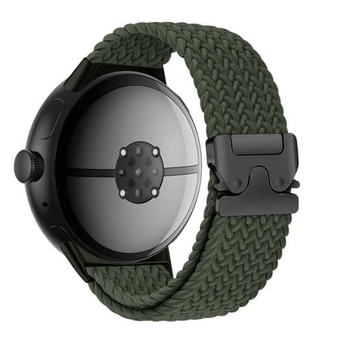 Image of MYAPULUA Braided Solo Loop for Google Pixel watch 4/3/2/1 Strap 41mm Men/Women, Parachute Buckle Stretchy Elastic Nylon Sport Band Wristband Bracelet Correa, Green