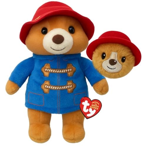 Image of TY Paddington Beanie & Bouncer 2-Piece Gift Set – 15cm Soft Plush Toy Teddy & 7cm Bouncy Ball Plush – Collectible Stuffed Cuddly Toy Gift for Kids