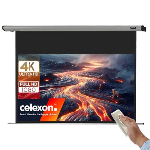 Image of celexon HomeCinema Electric-Screen 70" | 160x90 cm 16:9 | electric 4K, full HD screen for home cinema projections and office presentations with your projector | Ceiling/wall mounting