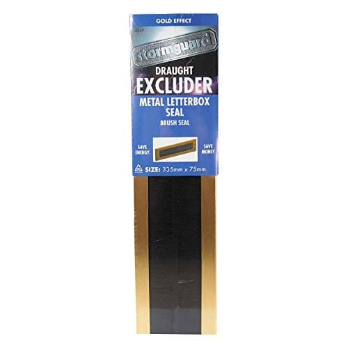 Image of Stormguard Letterbox Draught Excluder Seal Brush with Flap Letter Box Metal Weather Cover (No Flap, Gold)