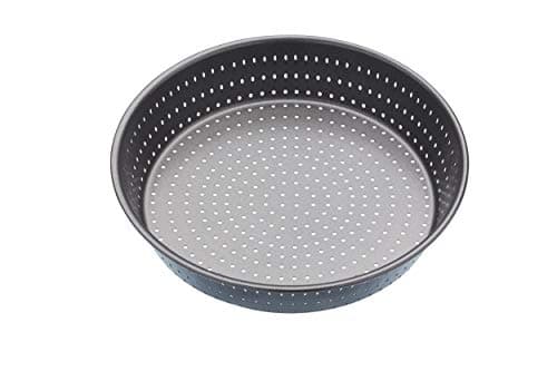Image of MasterClass Crusty Bake Perforated Pie Dish with Non-Stick Coating, 1 mm Carbon Steel Round Baking Tin, Oven Safe to 220°C, Dishwasher Safe, 23 cm (9 Inch), Grey