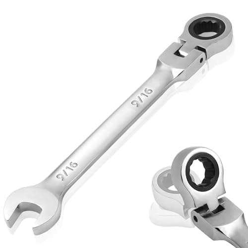 Image of Kyuionty 9/16 Inch Ratchet Wrench Imperial, Flex Head Combination Wrench 72-Teeth 12 Point Box End Wrench Spanner, Chrome Vanadium Steel