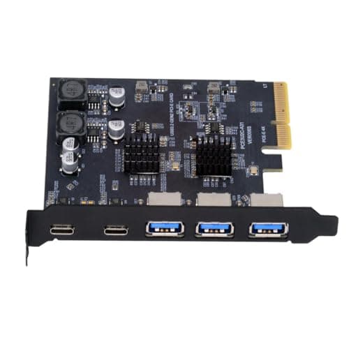Image of 10Gbps Three Type-A USB3.0 Socket & Dual USB3.1 Type-C USB-C Back Panel to PCI-E Express Card Adapter ASM3142 VL822