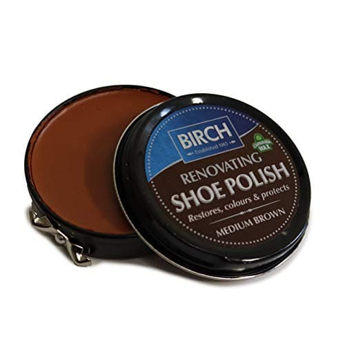 Image of BIRCH Medium Brown Shoe Polish 50ml - High Pigment Leather Restorer with Carnauba Wax | Cleans, Conditions & Protects | Restores Colour & Shine | Easy-Open Tin for Shoes, Boots & Leather Goods