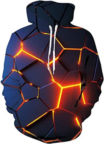 Image of OLIPHEE Mens Hoodies Full 3D Printed Graphic Sweatshirt Athletic Breathable Fashion Pullover with Pockets Cool Crack 2XL/3XL