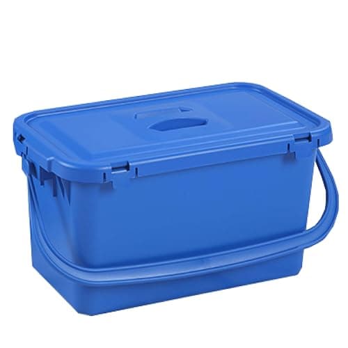 Image of Bayersan Window Cleaning Bucket 15 Litre Capacity Cleaner Rectangle Commercial Mop Buckets With Handle Blue (Bucket With Lid)