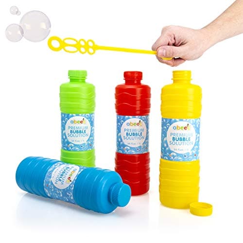 Image of abeec Premium Bubble Solution - 1 Litre (4 Pack) - Giant Bubbles for Kids Outdoors - Refill Mixture