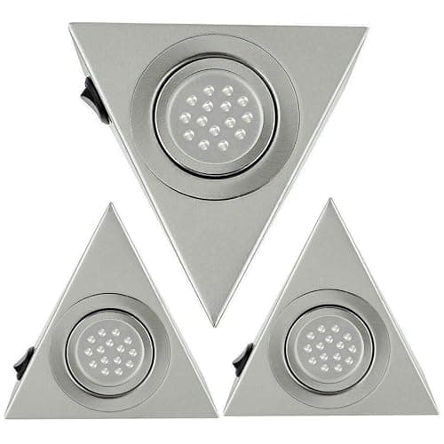 Image of ATEK 3 Pack LED Under Cabinet Pyramid Spot Kithen Lights, Cool White Triangle LED Light Kitchen Under Cabinet Shelf Lighting Easy Plug & Play System Modern Fitting