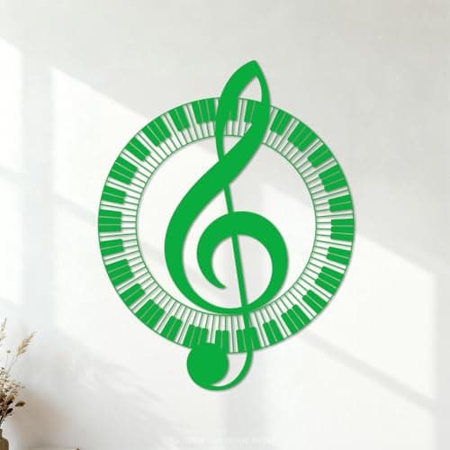 Image of Vinyl Wall Stickers Musical Design Element Piano roll Pattern in Various Shapes Musical Logo Graphic Design 52x67cm Multiple Size Options Green