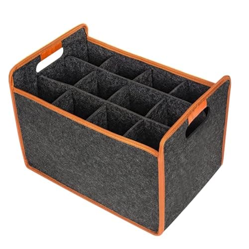Image of Mppchhn Wine Bottle Boxes for Moving | Wine Glass Storage Cases | Felt Wines Carrier Storage Box with Divider | Reusable Wines Bags with Handle for Storing Carrying Beer Champagne Drinks Carrier