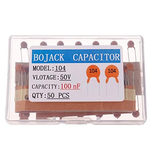 Image of BOJACK 0.1uF 50V Ceramic Disc Capacitors 100nF Low-voltage high dielectric constant ceramic capacitor(Pack of 50 Pcs)