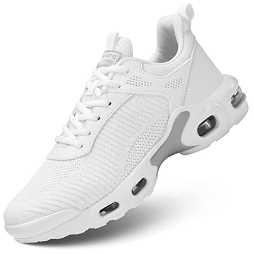 Image of KEEZMZ Men's Fashion Sneaker Non Slip Air Running Shoes for Men Athletics Sport Trainer Tennis Basketball Shoes White