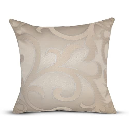 Image of Sweet Dreams Jacquard Premium Embroidered Gold Damask Floral Filled Cushion 43x43cms (Filled Cushion, 43x43 Cushion)