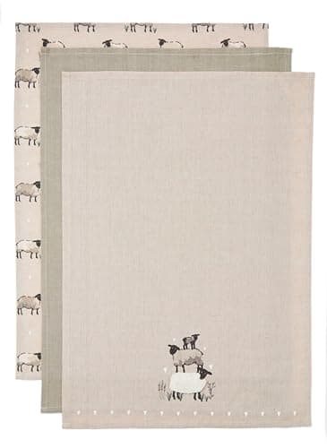 Image of Cooksmart British Designed Pack of 3 Tea Towels | Luxury Tea Towels for Kitchen | Modern Designed Tea Towel Set