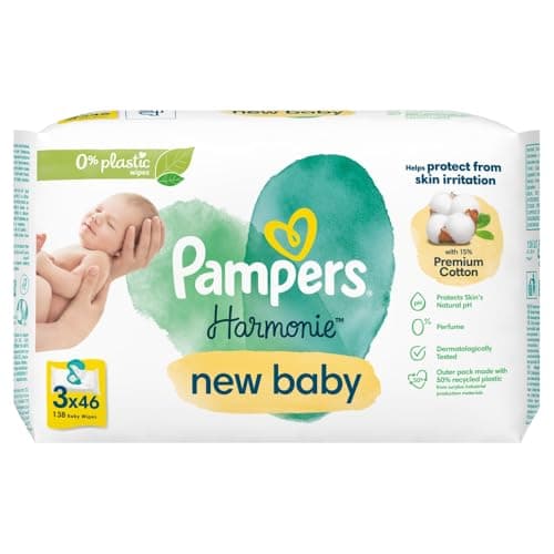 Image of Pampers Harmonie New Baby, 3 x 46 Baby Wipes