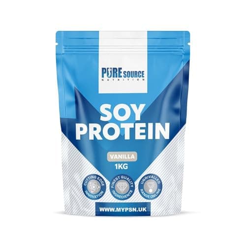 Image of Pure Source Nutrition Soy Protein Isolate Powder (90% Protein) 1Kg Vanilla SOYA Protein Vegan Powder for Superfood Supergreens Dairy Free Plant Based Protein (1Kg, Vanilla)