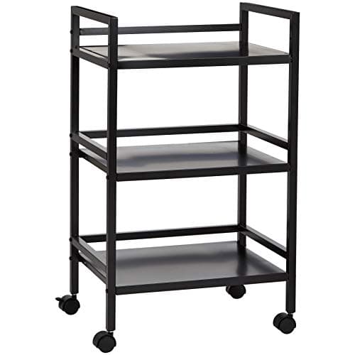 Image of Amazon Basics Kitchen Trolley Metal Serving Cart With 3 Tier Storage, Black
