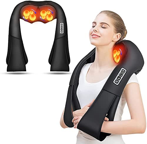 Image of AERLANG Neck Massager,Portable Shiatsu Neck and Shouder Massager,Neck Back Massager with Heat Shoulder Massager Deep Tissue Kneading for Pain Relief Mothers Day Gifts for Mom Wife