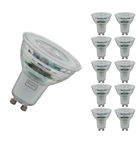 Image of Crompton Lamps LED GU10 Spotlight Bulbs 4W Glass | 10 Pack | Dimmable | Cool White 4000K | Energy Saving Light Bulbs for Ceiling Lights | 390 Lumens | Direct Replacement | GU10 LED Bulbs