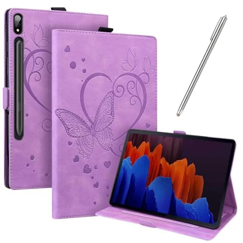 Image of JayModCase Case for Samsung Galaxy Tab S7 FE 12.4 inch 2021 (SM-T730/T733/T736)/Galaxy Tab S7 Plus 2020, PU Leather Flip Stand Protective Cover Auto Sleep/Wake Function Cover (Purple)