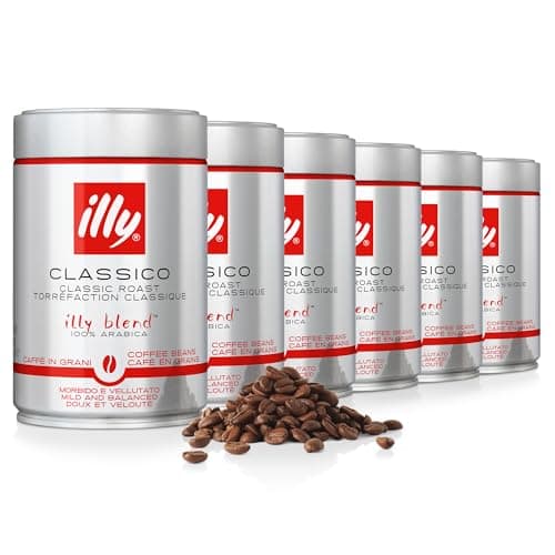 Image of illy Classico Coffee Beans, Medium Roast, 100% Arabica, Ideal for Moka Pots, Filter, Espresso & Lungo, 250g x 6