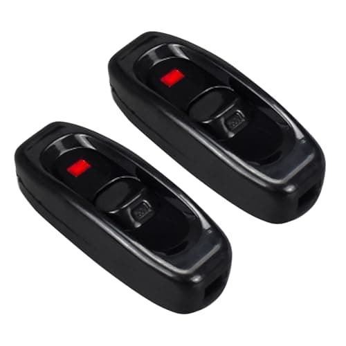 Image of BuxiuGK 2 Pcs Inline Light Switch AC 250V 10A Low Profile Torpedo with LED ON/Off Rocker Feed Through Switch for Bedside Lamp Desk Table Light,Black