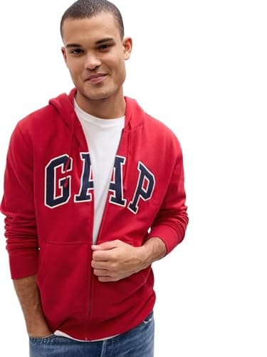 Image of GAP Logo Heritage Hoodie Hooded Full Zip Sweatshirt, Red Apple, XL