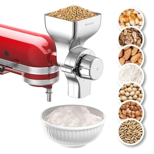 Image of All Metal Grain Mill Attachment for Kitchenaid Stand Mixer, 12 Levels Flour Mill Grinder for Home, Fit for Grinding Wheat, Corn, Oats, Buckwheat,Millet and Other Cereals