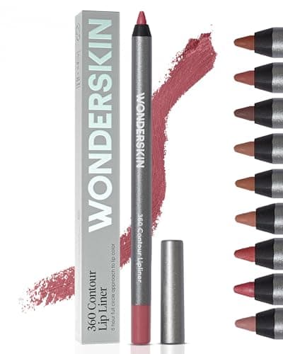 Image of Wonderskin Lip Liner Pencil - 360 Contour Lipliner, Long Lasting, Sharpenable, Waterproof and Transfer-Proof Nude Lip Liner Pencil (Rosewood)