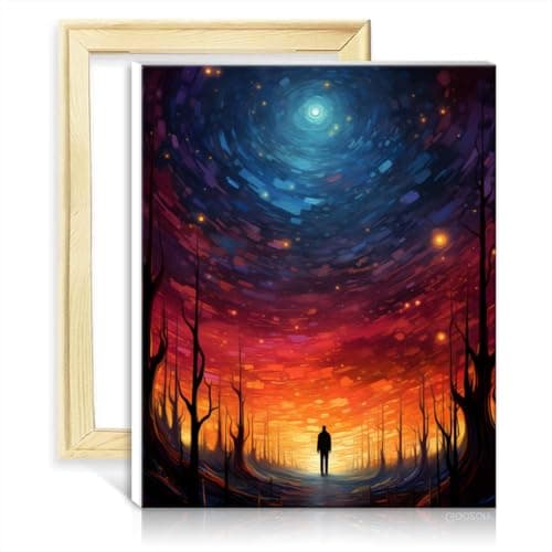 Image of TANGFEIY on Canvas Painting Abstract Painting Stars Sky Oil Painting DIY Digital Art Artwork with Brushes and Acrylic Pigment on Canvas Artwork Adult Paint No Frame(40x50cm)