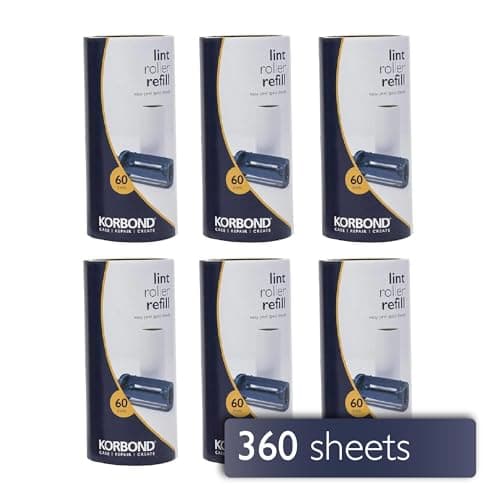 Image of Korbond Lint Roller Refills 6 Pack - 360 Sheets Lint Rollers, Lint Remover, Pet Hair Remover, Dog Hair Remover, Clothes Roller Sticky, Pet Roller