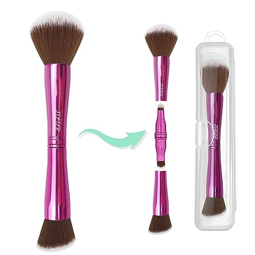 Image of Jilier 4 in 1 Makeup Brush Set, Travel Makeup Brushes with Case, Foundation/Blush Brush, Eyeshadow Powder Brush, Concealer Brush, Double Ended Makeup Brush Ideal for Liquid, Cream, Powder, Concealer
