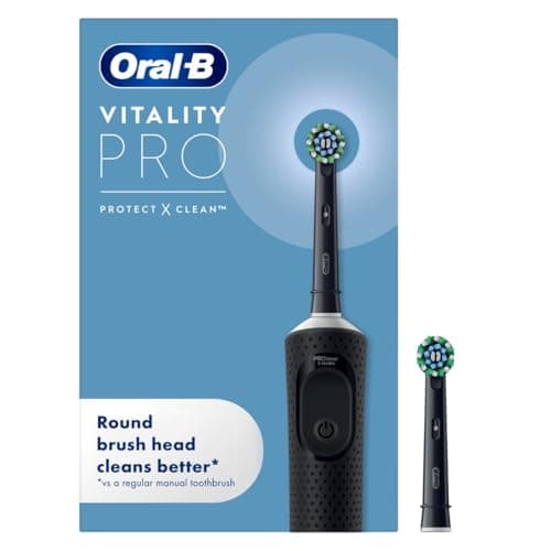 Image of Oral-B Vitality Pro Electric Toothbrushes for Adults, for Him/Her, 1 Handle, 2 Toothbrush Heads, 3 Brushing Modes Including Sensitive Plus, 2 Pin UK Plug, Black