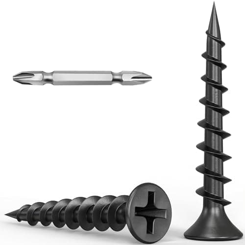 Image of Wavanta 3.9 x 30mm Drywall Screws Coarse Thread Black Phosphate Bugle Head Phillips Drive with Bit, Black Wood Screws for Drywall Sheetrock, Wood and Furniture, Pack of 200